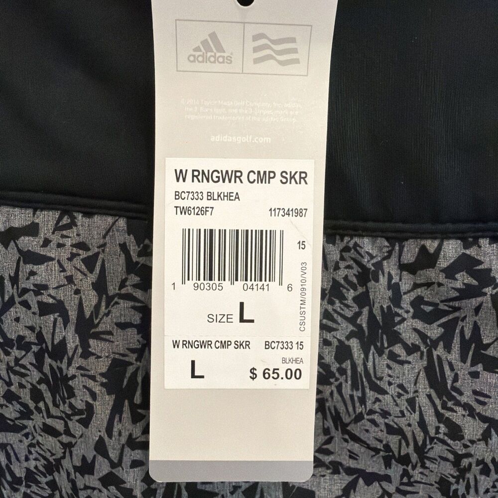 NWT Adidas Womens L Golf Skort Gray Black Print Stretch Athletic Pockets Skirt - Picture 3 of 14